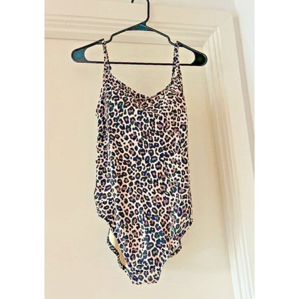 Women's‎ XL AQUA GREEN Leopard Animal Print One Piece Spaghetti Strap Swimsuit